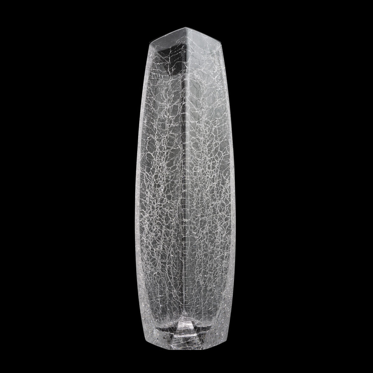 Raif Whisky Decanter with crackle glass finish, mouth-blown and non-leaded, featuring a hand-cut mouth and decorative aluminum lid